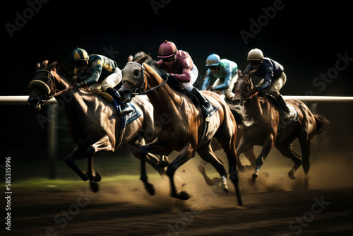 Horse racing at night Fototapet