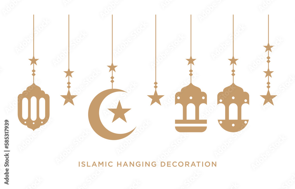 islamic flat hanging lantern decoration for ramadan print and web vector design element islamic flat hanging lantern decoration for ramadan print and web vector design element