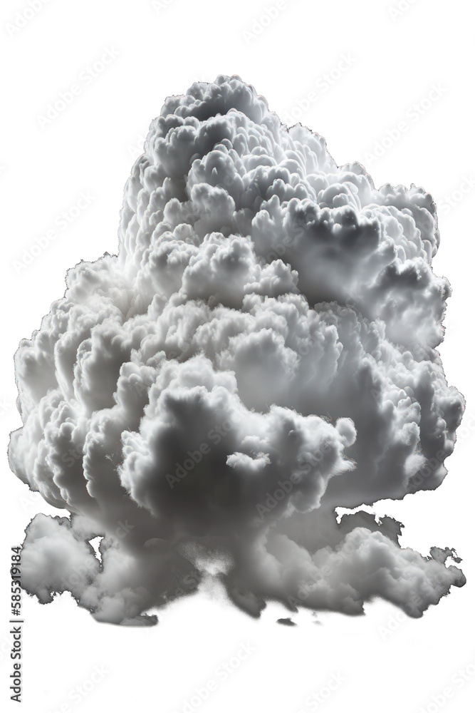A serene and peaceful display of fluffy white clouds, seemingly suspended in mid-air against a transparent background.Generative AI