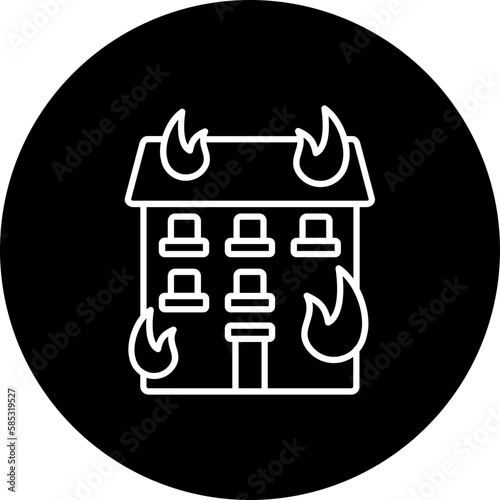 House Fire Line Inverted Icon