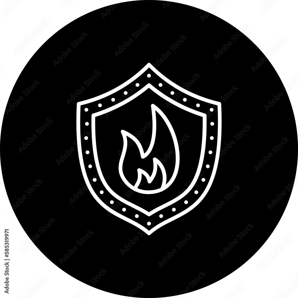 Fire Shield Line Inverted Icon Fire Shield Line Inverted Icon