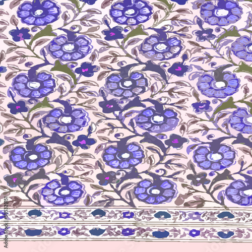 Ajrakh Pattern and block print Pattern with batik print allovers textile pattern © Sagar
