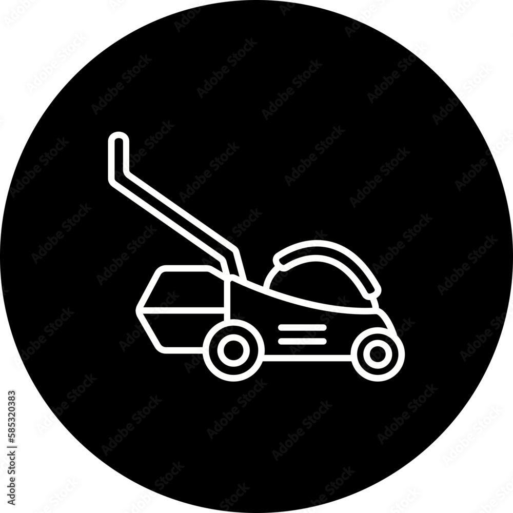 Lawn Mower Line Inverted Icon Lawn Mower Line Inverted Icon