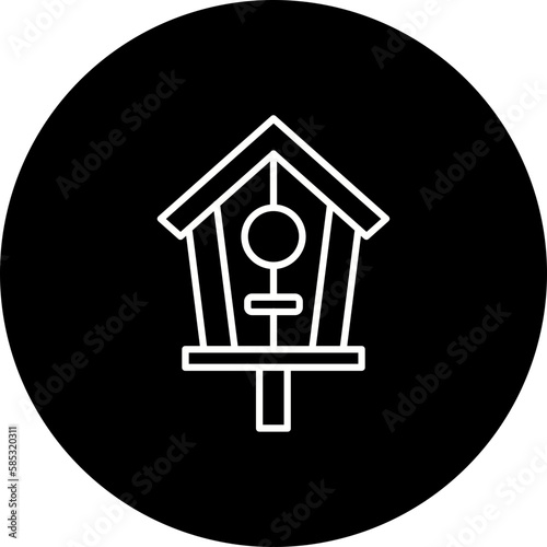 Bird House Line Inverted Icon
