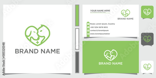 Cat and dog Logo Designs with business card