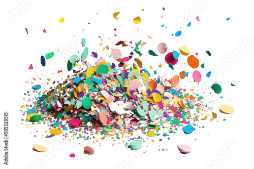 A lively burst of multicolored confetti captured on a clear  transparent background  creating a vibrant and joyful visual moment.Generative AI