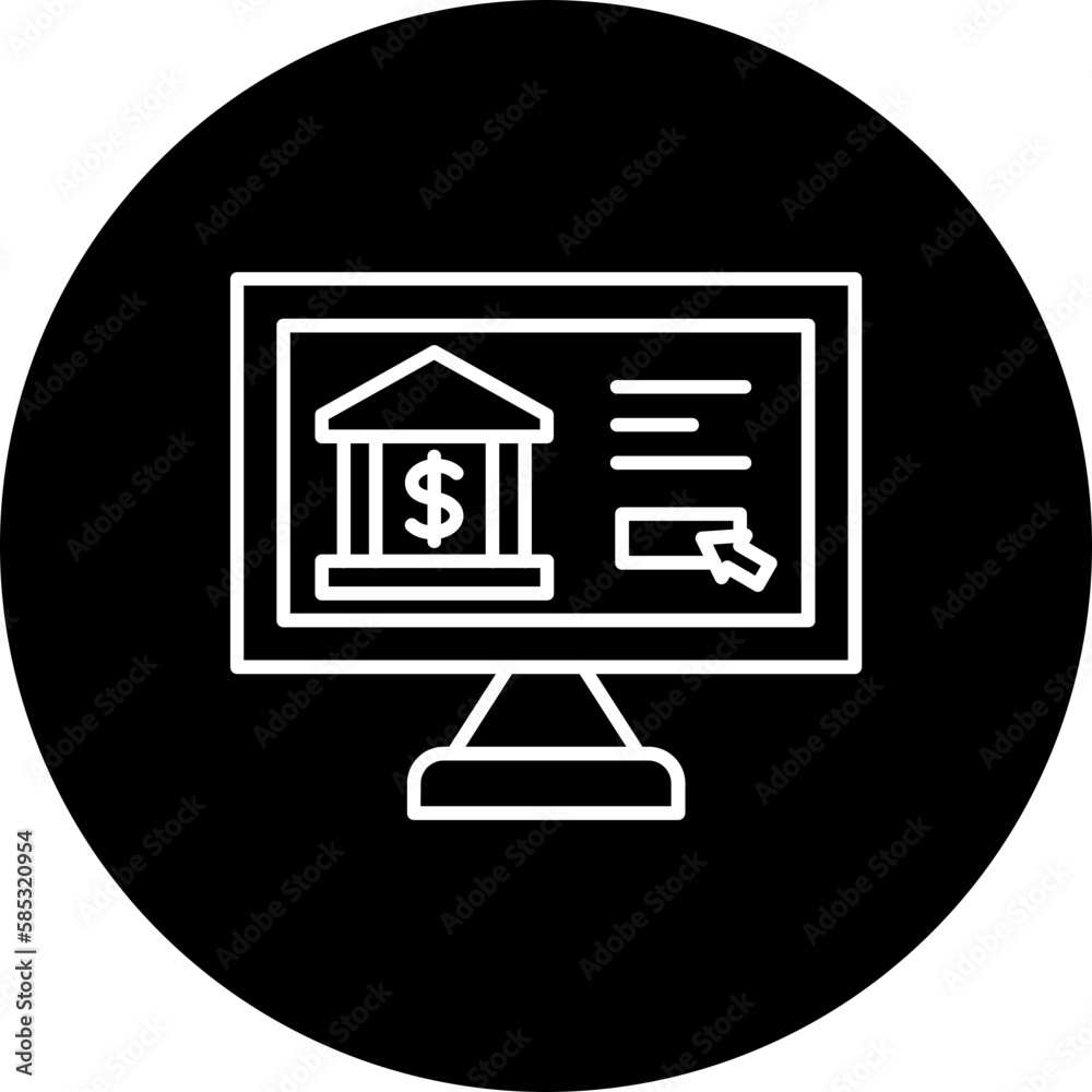 Online Banking Line Inverted Icon Online Banking Line Inverted Icon