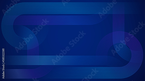 Abstract geometric lines on blue background. Futuristic tech banner with glowing stripes.