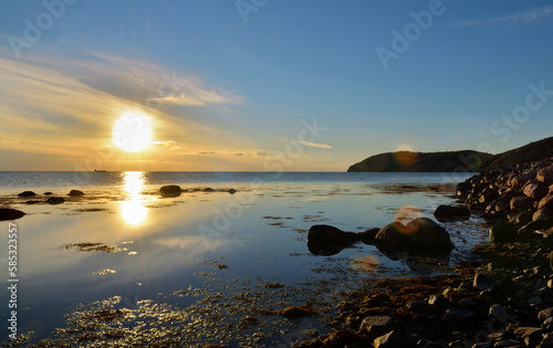 landscape at sunset over the sea of the suedoise rocky coast