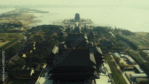 Urban buildings aerial view in city of Suzhou photo