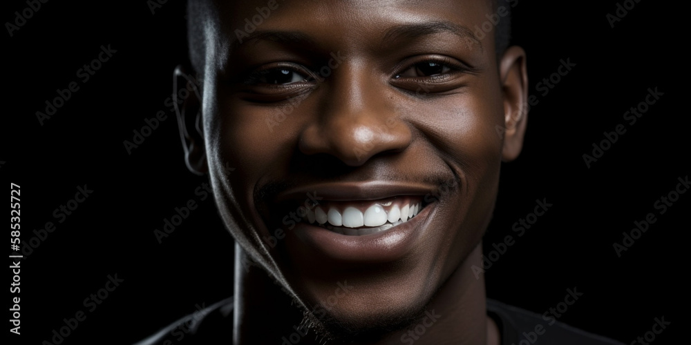 black man White teeth Generative AI - obrazy, fototapety, plakaty 