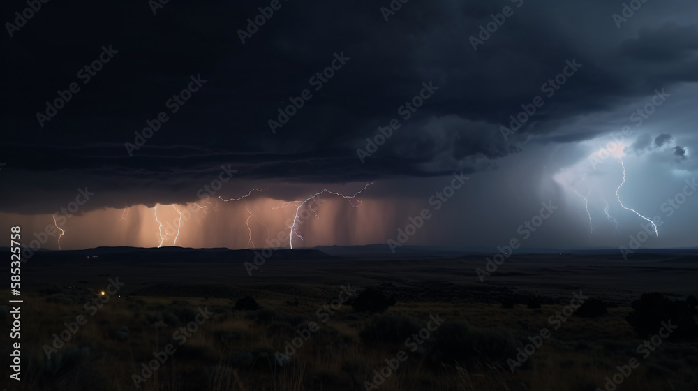 lightning thunder storm over the sea generative ai
