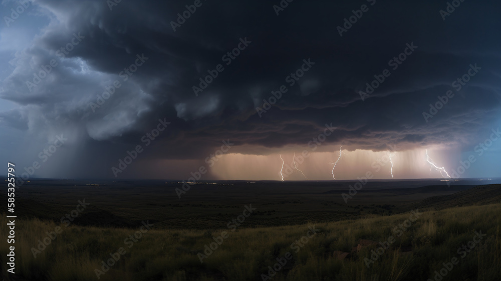 lightning thunder storm over the sea generative ai