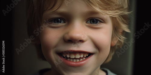 White teeth. boy Generative AI