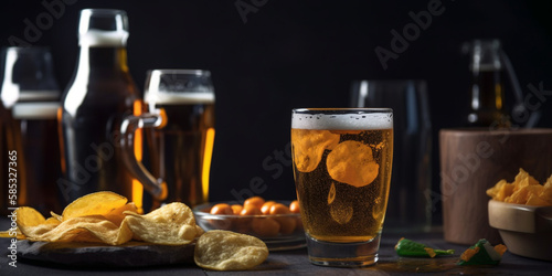 Beer and snacks set Generative AI