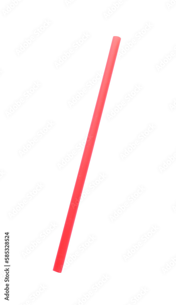 Red plastic cocktail tube isolated on white Red plastic cocktail tube isolated on white