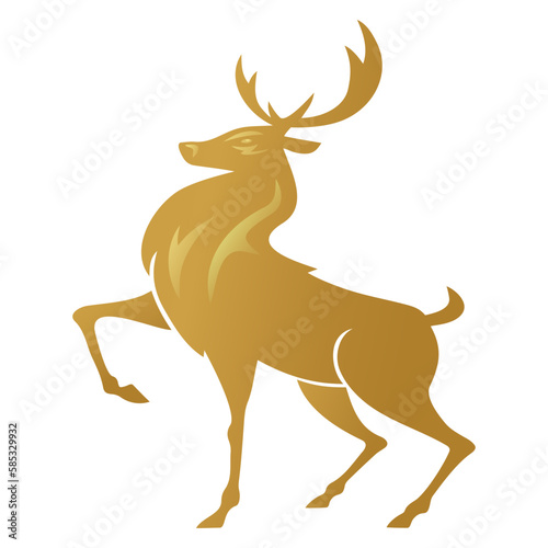 Deer Gold Golden Logo Design Illustration Vector