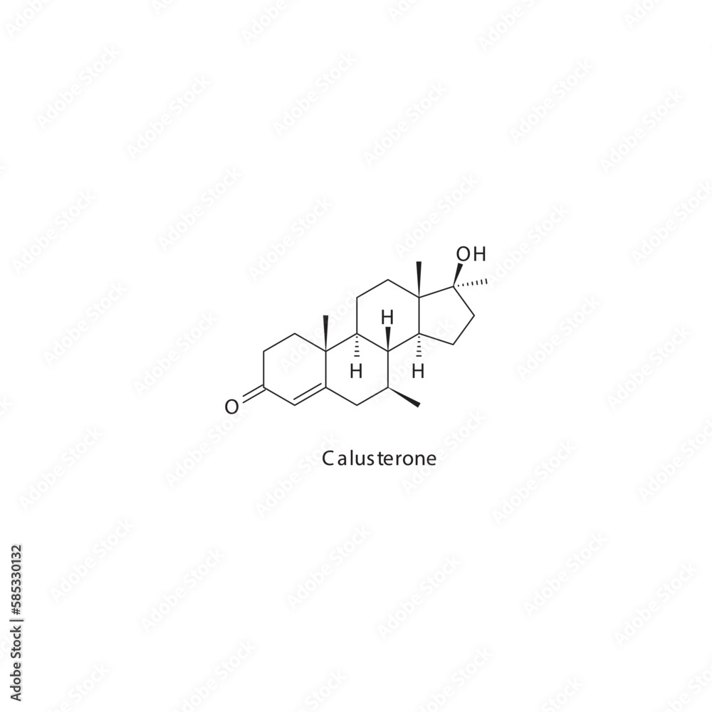 Obraz premium Calusterone&nbsp; flat skeletal molecular structure Anabolic steroid drug used in Adrenal insufficiency treatment. Vector illustration.