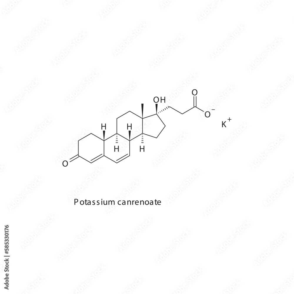 Obraz premium Osaterone&nbsp; flat skeletal molecular structure Androgen receptor antagonist drug used in veterinary prostate cancer treatment. Vector illustration.