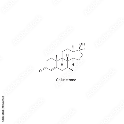 Calusterone  flat skeletal molecular structure Anabolic steroid drug used in Adrenal insufficiency treatment. Vector illustration.