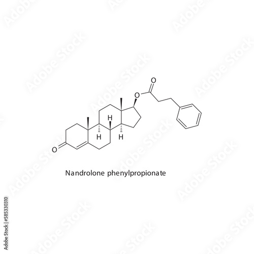 Nandrolone phenylpropionate flat skeletal molecular structure Anabolic steroid drug used in Adrenal insufficiency treatment. Vector illustration.