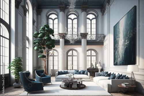 living room design, architecture, luxury, apartmen designt, generative artificial intelligence photo