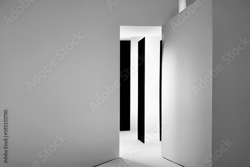 AI generated Monochrome Room with Lights and Shadows