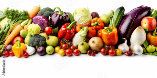 Photo of different vegetables isolated on white background Generative AI