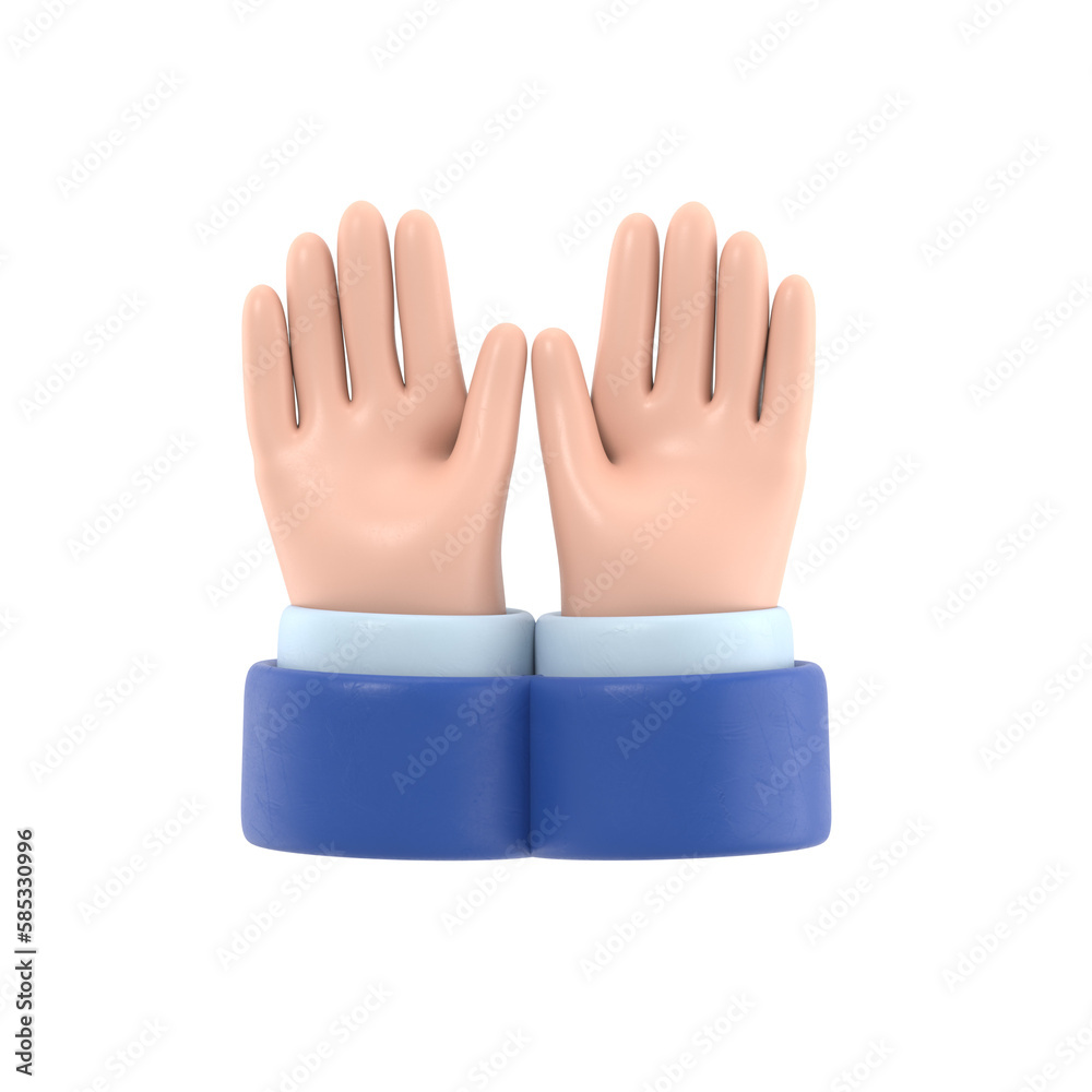 Obraz premium Transparent Backgrounds Mock-up.Human's two hands are extended to the front and open palm to ask for blessings or praying from the Lord in the Hajj, Supports PNG files with transparent backgrounds.