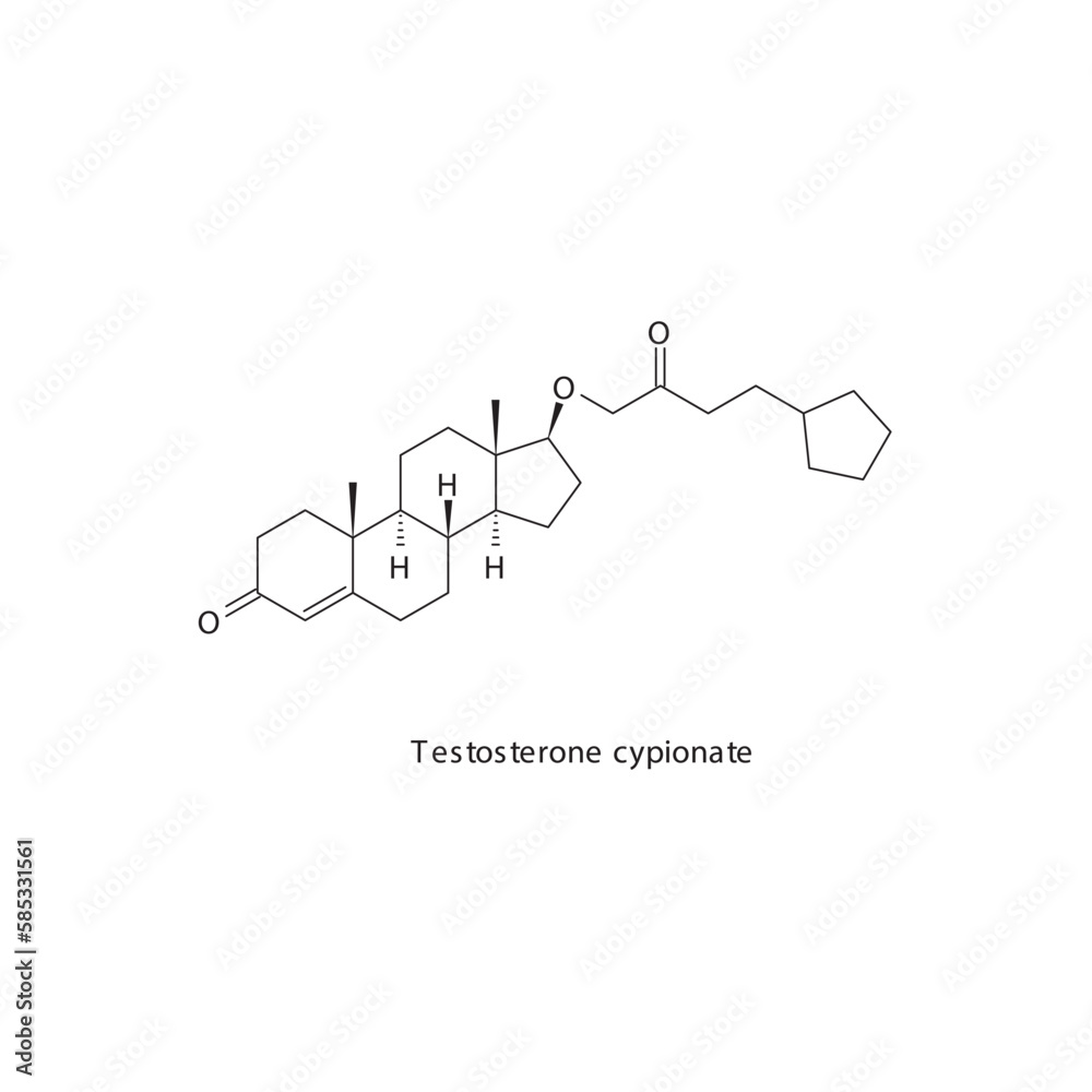 Testosterone cypionate flat skeletal molecular structure Androgen
