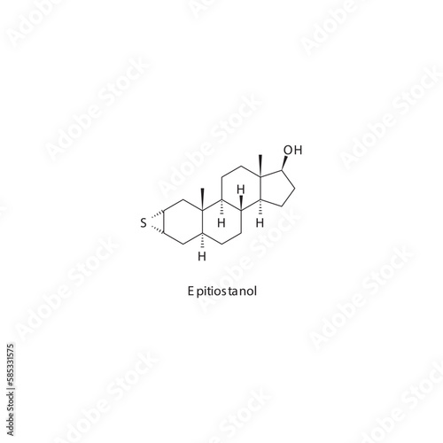 Epitiostanol flat skeletal molecular structure Anabolic steroid drug used in Adrenal insufficiency treatment. Vector illustration.