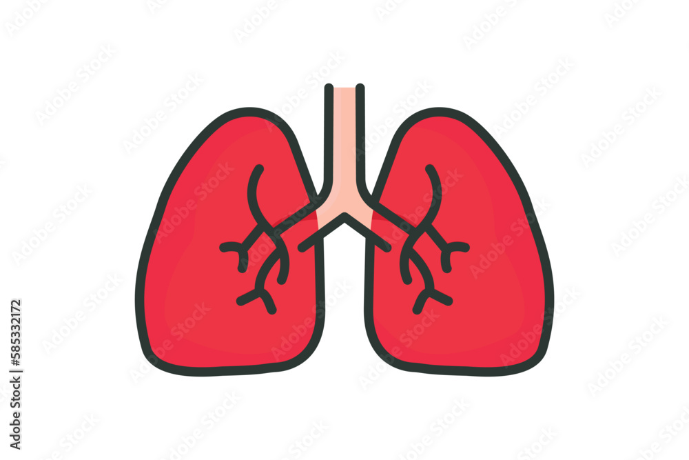 Lungs icon illustration. icon related to human organ. Flat line icon style, lineal color. Simple vector design editable Lungs icon illustration. icon related to human organ. Flat line icon style, lineal color. Simple vector design editable