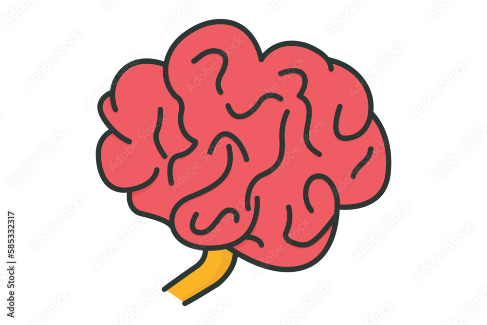 Brain icon illustration. icon related to human organ. Flat line icon style, lineal color. Simple vector design editable Brain icon illustration. icon related to human organ. Flat line icon style, lineal color. Simple vector design editable