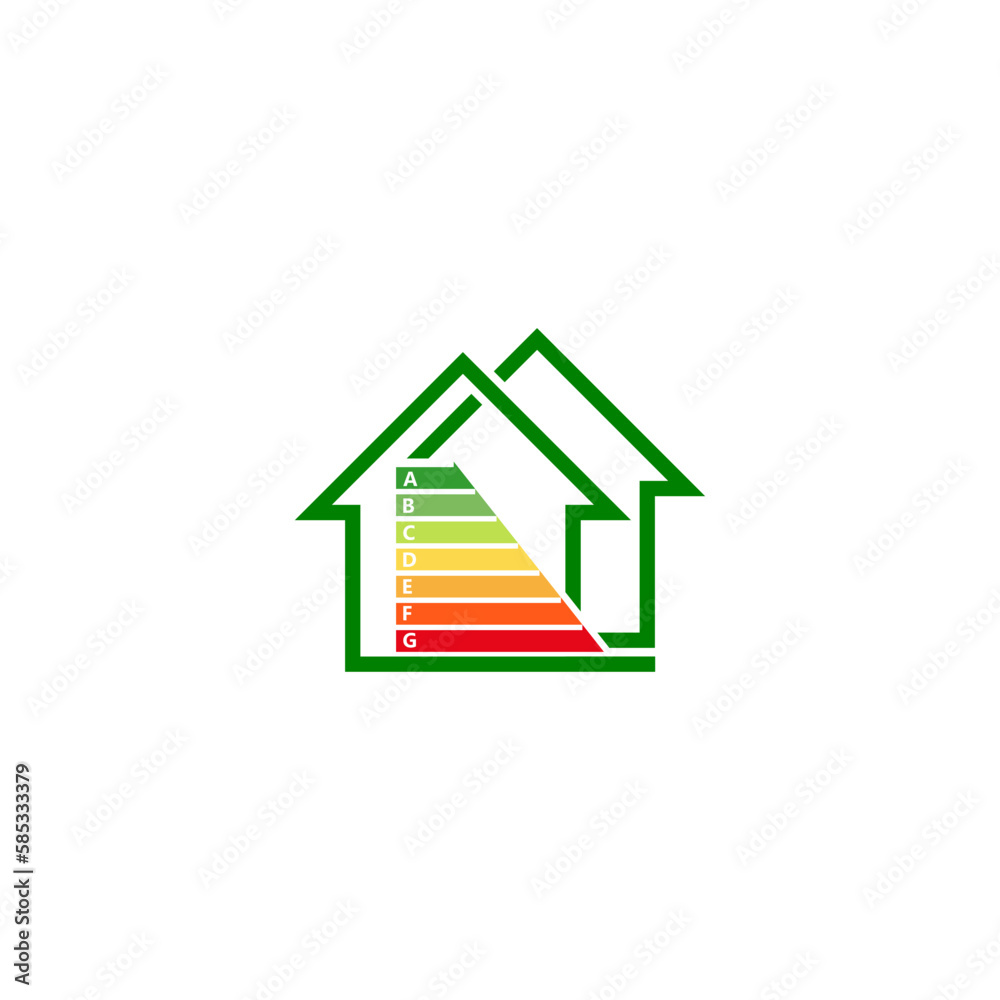 Energy chart for concept design. Energy efficiency icon isolated on white background Energy chart for concept design. Energy efficiency icon isolated on white background