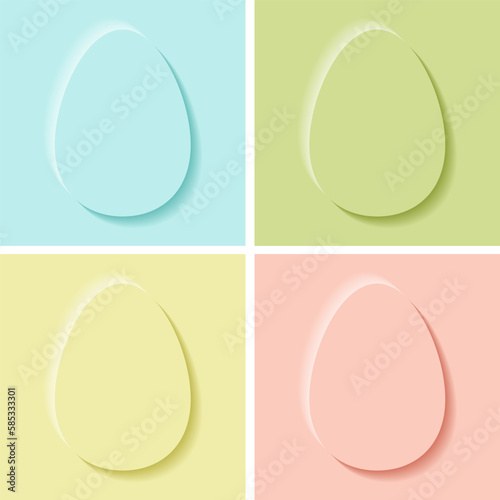 Set of Easter eggs in paper cut style. Spring pastel colours. Vector illustration.