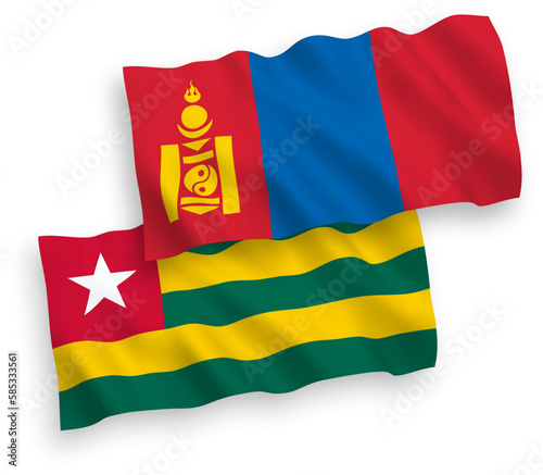 Flags of Togolese Republic and Mongolia on a white background