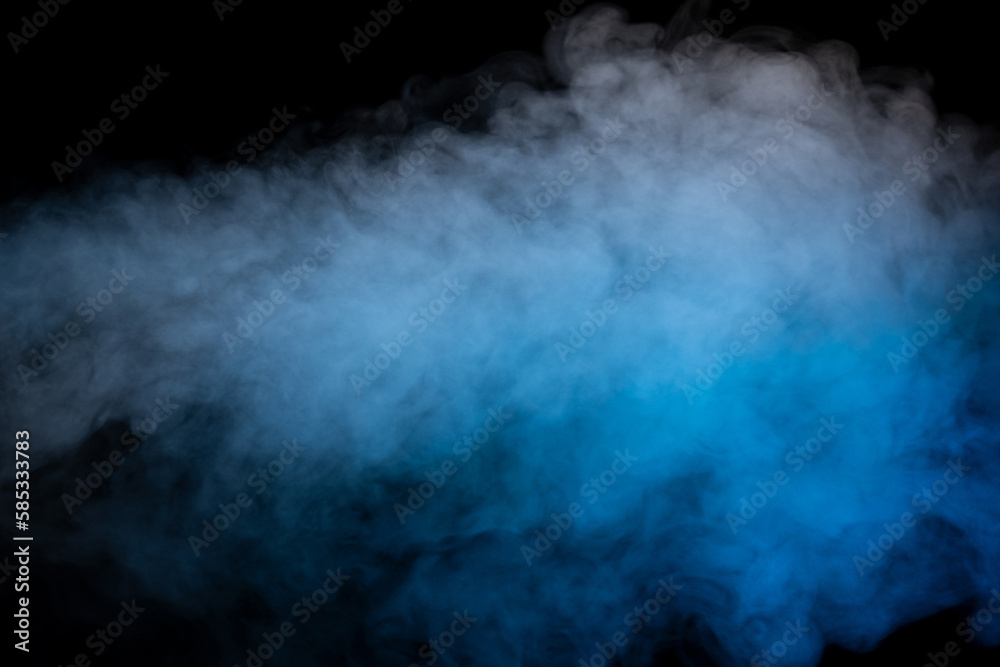 Blue and yellow steam on a black background.