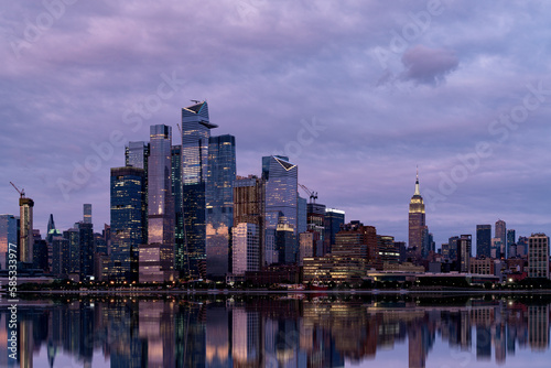 New York city and its reflection in the evening
