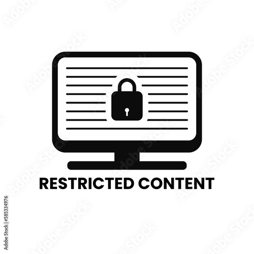 Restricted content locked information download icon label sign design vector