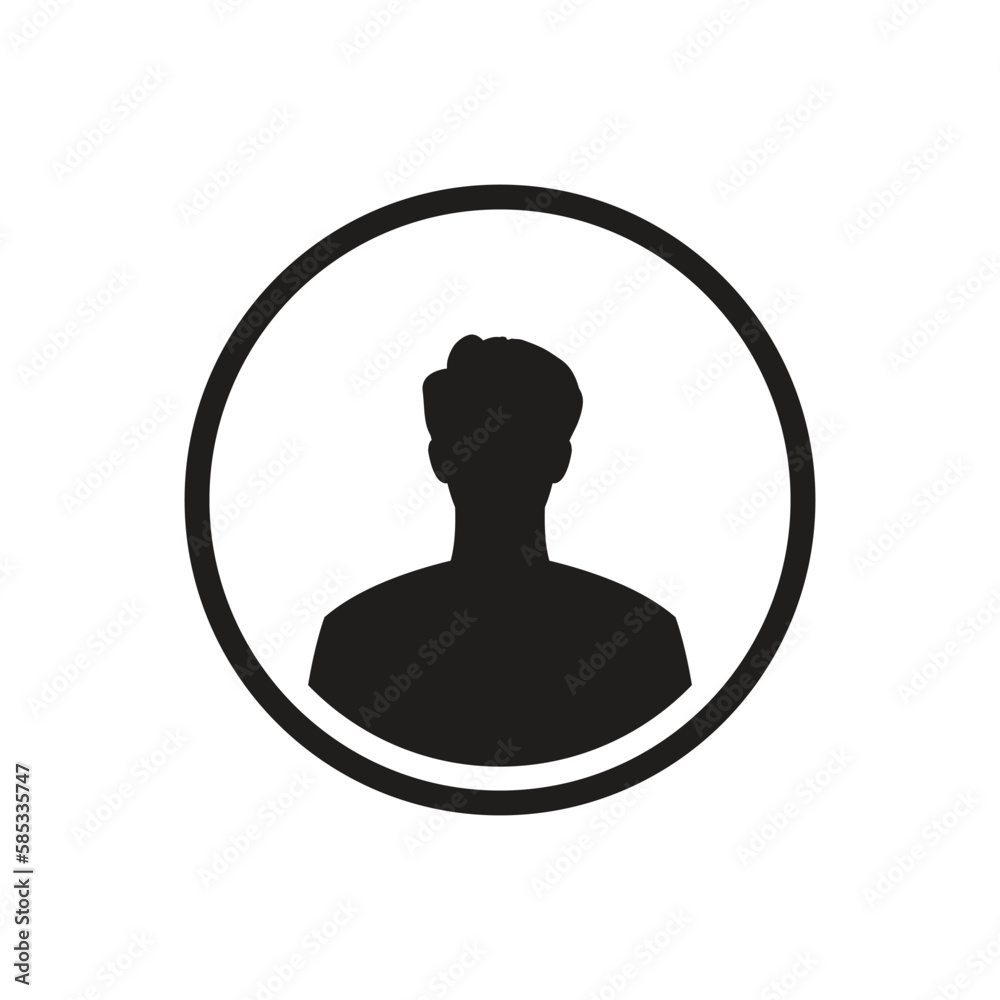 Monochrome man avatar silhouette with half circle. User icon vector in trendy flat design. Monochrome man avatar silhouette with half circle. User icon vector in trendy flat design.