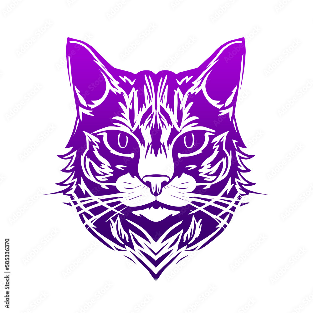 Logo American Wirehair Cat on Isolated Tansparent Background, png. Generative AI