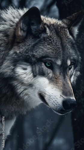 Majestic Wild Wolf  Portrait and Stance  generative AI