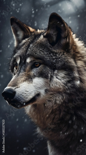 Majestic Wild Wolf  Portrait and Stance  generative AI