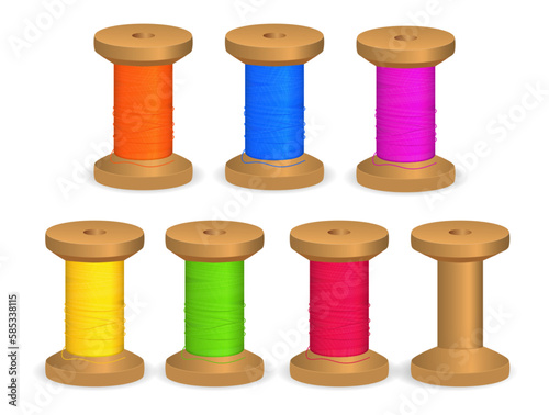 set of realistic sewing supplies for tailoring. eps vector