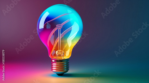 Colorful Lightbulb leaning, education and idea finding 