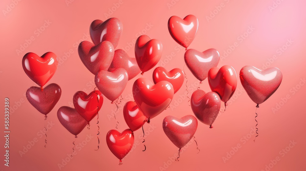 red heart balloons, generative AI red heart balloons, generative AI