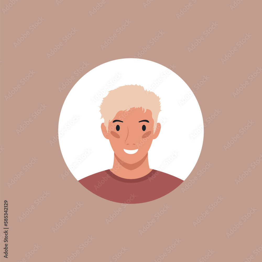 Round profile image of man avatar for social networks. Fashion, beauty, blue and black. Bright vector illustration in trendy style. Round profile image of man avatar for social networks. Fashion, beauty, blue and black. Bright vector illustration in trendy style.