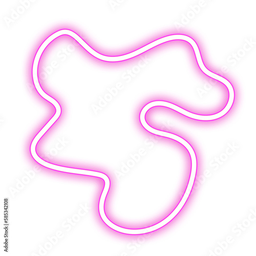 glowing neon outline shapes on Transparent background.