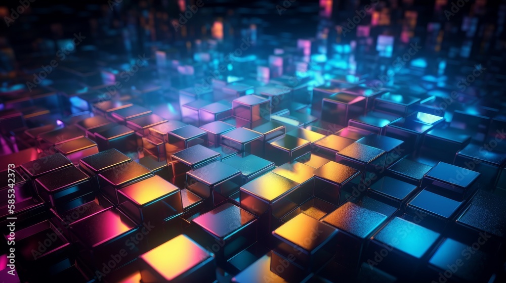 Obraz premium Abstract 3D background featuring glass squares, ideal for various design uses. AI GENERATED.
