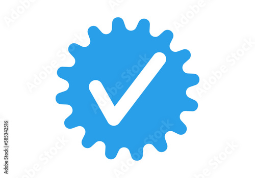 Icono azul de verificación.